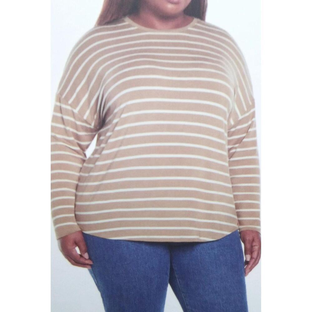 GAP Women's Soft Slub Scoop Neck Long Sleeve Tan Color T-Shirt Size XL   P